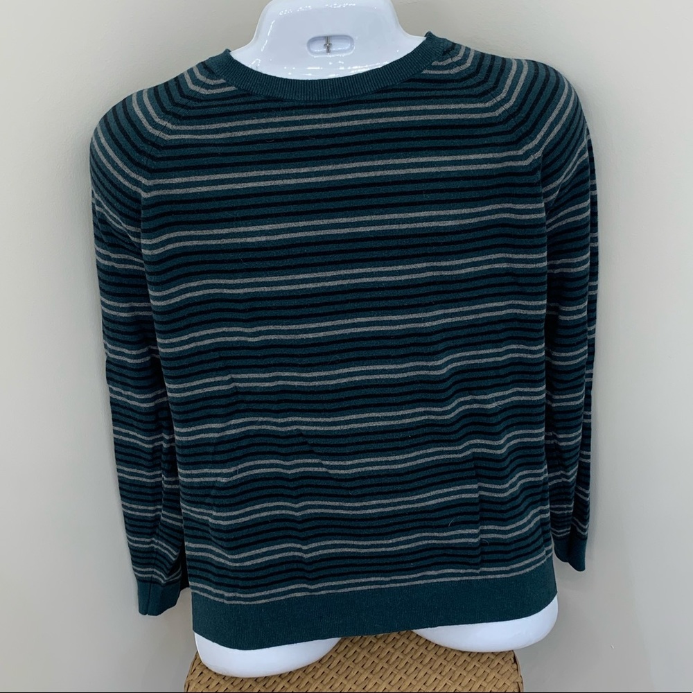 Banana Republic Factory XL Crew Neck pullover Sweater Green Navy White Stripe